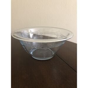 Fire King Vintage Mid Century Saphire Philbe Etched Deep Dish Bowl